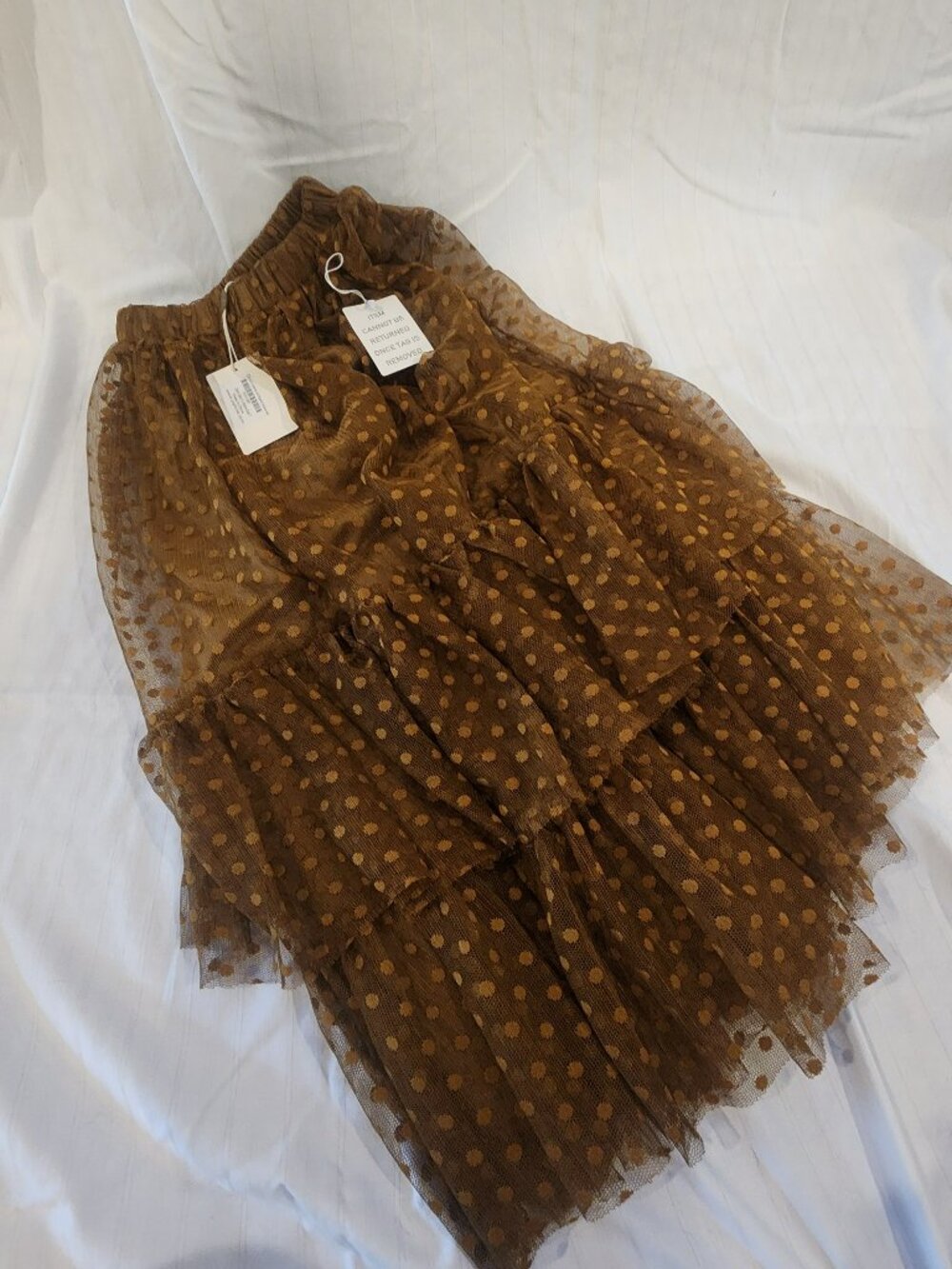 NWT Joyfolie Girls Zenni Tiered Tulle Ruffle Skirt Bistre Brown Size 7